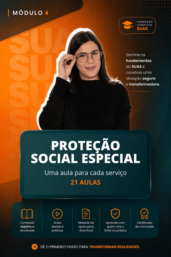 Módulo 3 — Proteção Social Especial: uma aula para cada serviço. 21 aulas.
